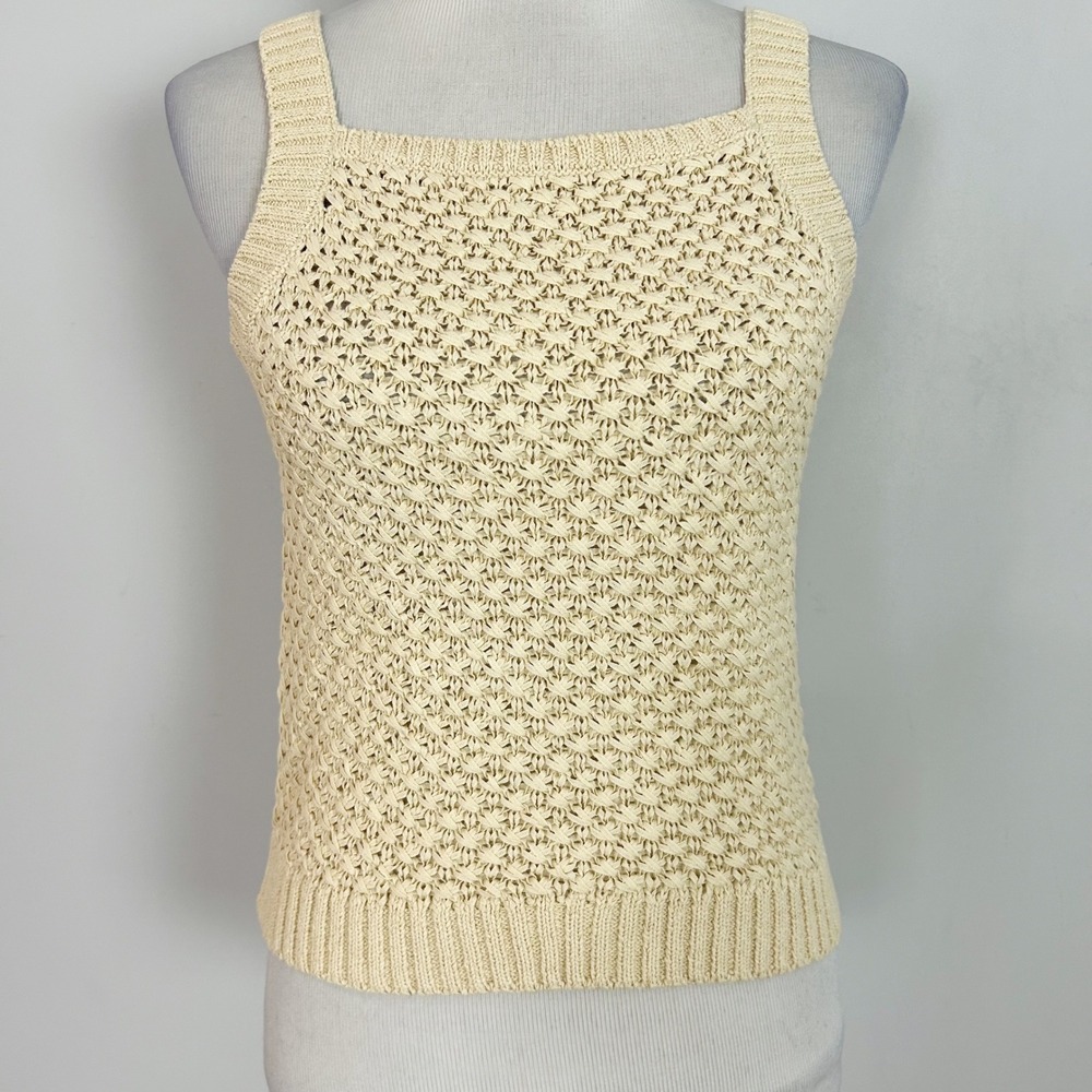 J.Crew Tan Beige Basket Stitch Sweater Tank Top Classic Size Small Women's
